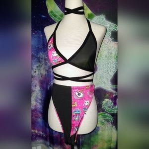 NWOT The Lyte Couture Black And Pink Cartoon Festival Set ~ Sz M